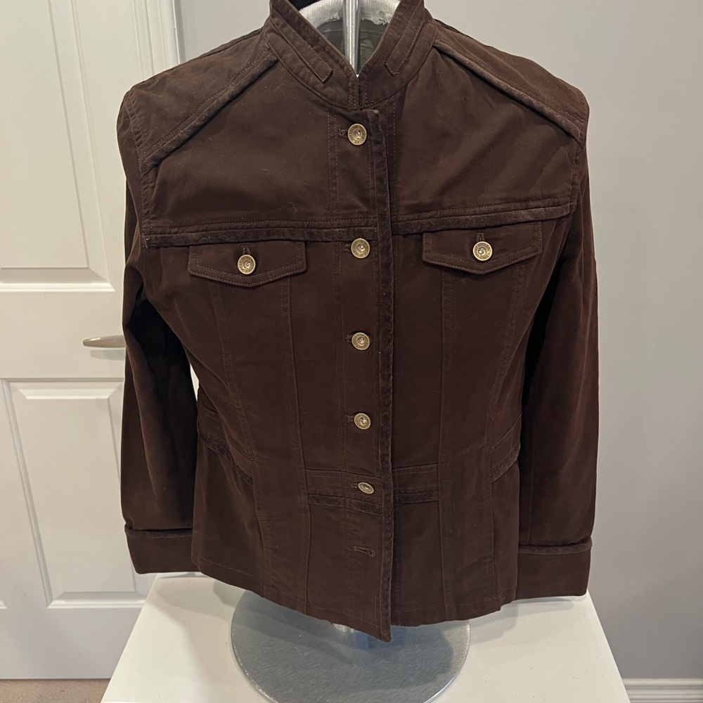 Womens Jones New York Sport stretch button up coat size Large - Picture 2 of 4